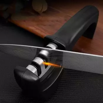 Multifunction Knife Sharpener Kitchen Knives Accessories Handheld 3 Stages Type Quick Sharpening Tool with Nonslip Base 1pcs чёрный