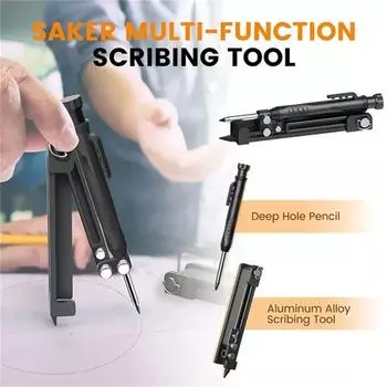Multifunction Scribing Tool Aluminum Alloy Scribe Tool With Deep Hole Pencil DIY Woodworking Scribe Gauge Contour Measuring Tool