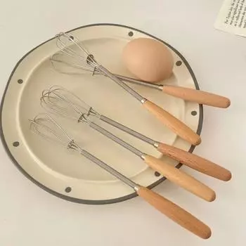 Multifunction Stainless Steel Egg Beater Wooden Handle Hand Egg Beater Manual Egg Beater Home Stainless Steel
