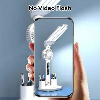 Multifunction Table Lamp LED Four-headed Folding With Fan Calendar Clock USB Rechargeable Desk Light Eye Protection Desk Lamp белый