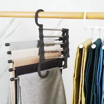 Multifunctional 5-in-1 Trouser Rack Adjustable Trouser Belt Storage Rack Wardrobe Stainless Steel Storage Rack Hanger Hanger чёрный