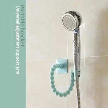 Multifunctional Adjustable Showerhead Holder Bathroom Storage Rack Wall Mounted Hair Dryer Slippers Bathroom Hanging Rack Decor