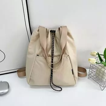 Multifunctional backpack women s new fashion casual shoulder bag large capacity drawstring bucket bag backpack грязно-белый