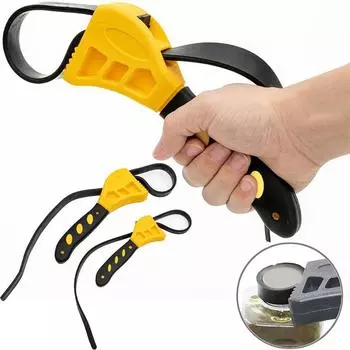 Многофункциональный гаечный ключ с ремнем, регулируемый резиновый ремешок, ключ для банок, открывалка, гаечный ключ, трубный ключ, разборка масляного фильтра, 6 дюймов