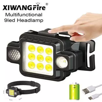 Multifunctional COB+XPG Headlight Type-C Rechargeable Strong Light Head Torch Magnetic Work Lamp For Outdoor Camping Fishing