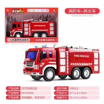 Multifunctional Early Education Simulation Inertia Sound And Light Music Storytelling Fire Truck Model Children S Toys 1:16