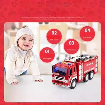 Multifunctional Early Education Simulation Inertia Sound And Light Music Storytelling Fire Truck Model Children S Toys 1:16