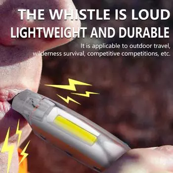 Multifunctional Hanging Neck Whistle Light 3 Modes LED Light Up Whistle with Lanyard Type-C Charging for Outdoor Survival 1PC