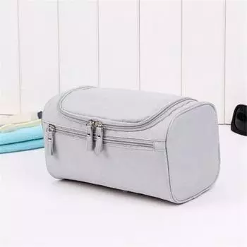 Multifunctional Hanging Zipper Travel Cosmetic Bag Storage Pouch Large Capacity Organizer One Size серый
