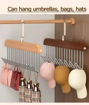 Multifunctional high-quality 8-hook solid wood clothes hanger underwear vest wooden storage rack with hooks seamless drying rack