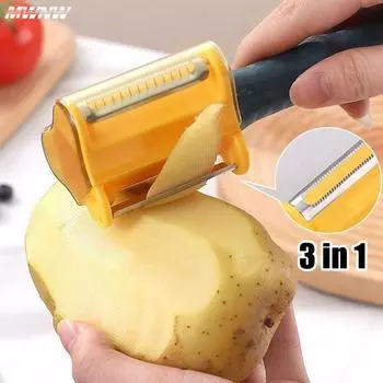 Multifunctional Kitchen Peeler Vegetable Fruit Peeler Stainless Steel Durable Potato Slicer Household Shredder Carrot Peeler зелёный