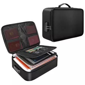 Multifunctional Multi-Layer Document Bag Large Capacity Fireproof Waterproof File Certificate чёрный