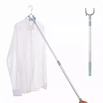 Многофункциональная пластиковая телескопическая штанга для сушки одежды, душевая занавеска, вилка для дома, простая телескопическая штанга для сушки одежды синий