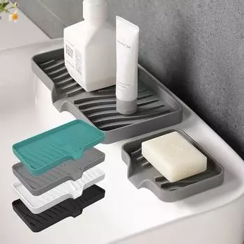 Multifunctional Silicone Faucet Splash Proof Pad Sponge Drain Pad Soap Box Kitchen Bathroom Dish Drying Rack Sink Splash Catcher As picture show