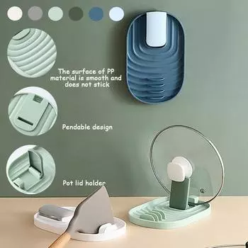 Multifunctional Spoon Rest and Pot Lid Holder Versatile Utensil Rest for Countertop Heat Resistant Clean and Organized Cooking синий