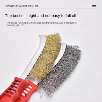 Multifunctional Stainless Steel Wire Brush Rust Seam Cleaning Polishing Deburring Long Handle Brush Kitchen Barbecue Cleaner