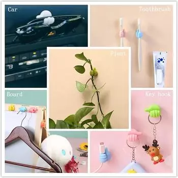 Multifunctional Thumb-Shaped White Hook USB Data Cable Cable Manager Fixer Self-Adhesive Desk Dormitory Bundle Cable Organizer