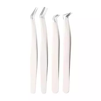 Multifunctional Tweezers Stainless Steel Eyelash Tweezers Grafting False Eyelash Patches False Eyelash Aids Portable Tweezers