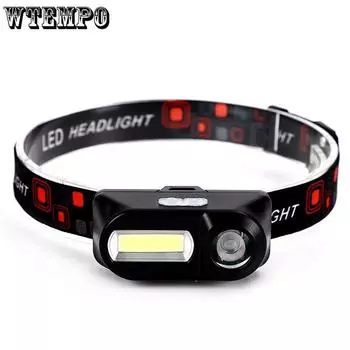 Multifunctional USB Charging Head Lamp COB Outdoor Emergency Headworn Flashlight 18650 Battery Lamp чёрный