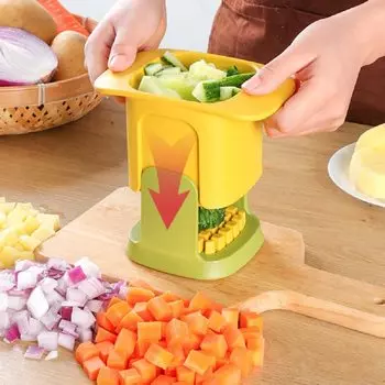 Multifunctional Vegetable Chopper Dicer With Container Manual Pressure Food Slicer Steel Stainless Cutter for Cucumber Carrot светло-зеленый