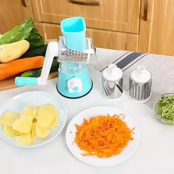 Multifunctional Vegetable Cutter & Slicer Manual Kitchen Cheese Chopper Machine With 3 Sharp Drums Garlic Potato Shredder красный