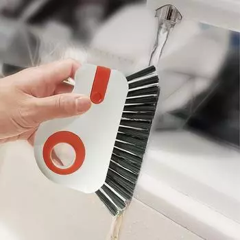 Multifunctional window track cleaner Small cleaning brush with built-in scraper Floor seam brush suitable for household cleaning красный