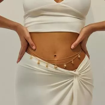 MultiLayer Starfish Conch Shell Waist Chain Trendy Imitation Pearl Sexy Bikini Gold Color Belly Chain for Women Girl Body Jewelry Gifts