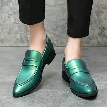 Multiple Colors Leather Men Shoes Casual Italian Loafers Slip-on Office Shoes Men Designer Nightclub Formal Party Driving Shoes 38 чёрный