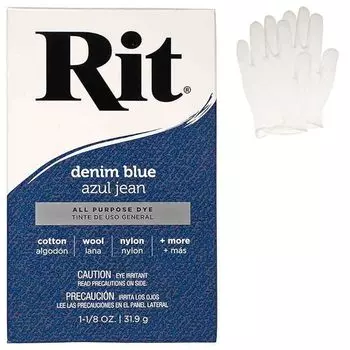 Multipurpose Concentrated Lit Dye Powder with Plastic Gloves for Clothing, Decorations and Crafts single pack – denim blue