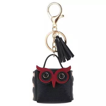 Multipurpose Mini Owl-Shaped Coin Purse Bags Fashionable Backpack Decoration Keychain Earphone Bag For Women Girls Small Pouch чёрный