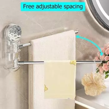 Multipurpose Towel Organizers Rack with Suction Cup for Home Hotel Bathroom Use 2 strokes серебряный