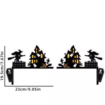 Мумия Надгробие Скелет Черный Кот Призрак Тыква Паутина Хэллоуин Дверная Рама Украшения