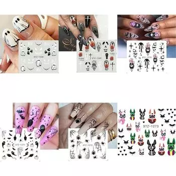 Мумия-призрак для дизайна ногтей, водные наклейки, наклейки для Хэллоуина, призрака, украшения для ногтей, женская красота STZ-1268