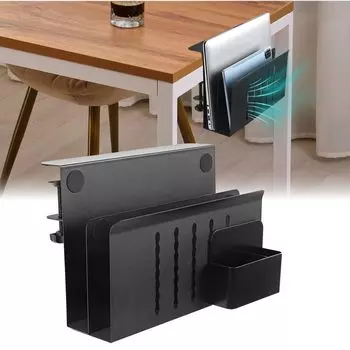 Mumisuto Компьютер 10 кг Вес Стол Сталь с Подставкой для ручек и документов Скрытая Зарядная станция Хранение сбоку от стола, Полка под столом, Вместимость, Двухуровневое хранение, Полка, чёрный