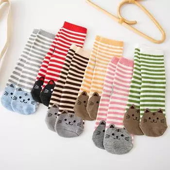 MUPLY Новый повседневный Harajuku Socken Frauen Katze Drucke Cartoon Tiere Katze Muster Gestreift Baumwolle Socken Femme Boden Meias Socken Kawaii розовый