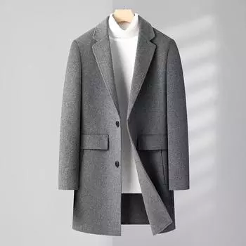 Muqige осень и зима новый мужской ручной работы двухсторонний пальто Тренч мужской средней длины костюм воротник мода повседневный шерстяное пальто мужчины M/170 серый