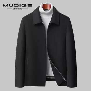 MUQIGE осенне-зимняя новая мужская кашемировая куртка с лацканами из гусиного бархата с внутренней желчной шерстяной курткой M/170 чёрный