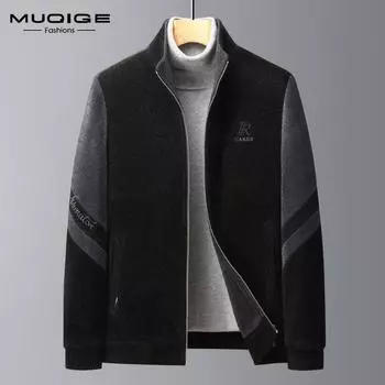 MUQIGE осенне-зимняя новая мужская снежная куртка, модная верхняя одежда для отдыха с воротником-стойкой на молнии, хлопковая толстая куртка, мужская куртка M/170 серый