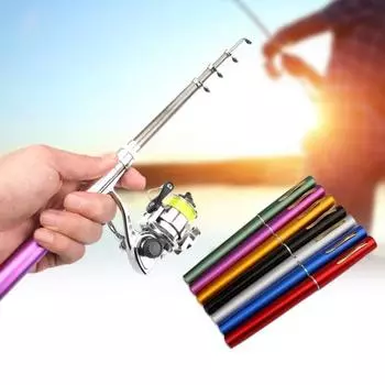 MUQZI Спортивный аксессуар 1,4 м карманная складная уличная удочка мини-ручка в форме шеста с катушечным колесом зелёный