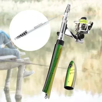 MUQZI спортивный аксессуар 1,6 м портативная углеродная рыба в форме телескопической удочки комплекты спиннинговых катушек