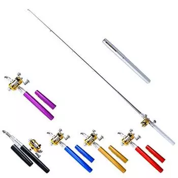 MUQZI Спортивный аксессуар Мини Открытый Карманный Рыболовный Ручок Форма Удочки Алюминиевый Сплав Удочка красный