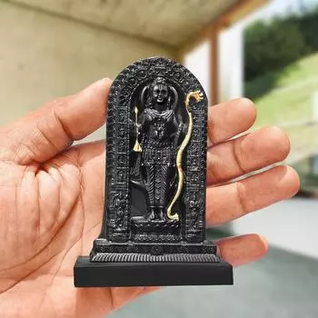Мурти Шри Рама Лаллы/Божественные идолы/Статуя Шри Рама из Айодхьи/Декор для дома/Декоративные предметы для гостиной/офиса/Выставочный экспонат-(Черное золото)