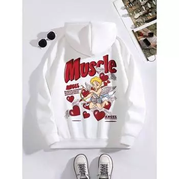 Muscle Angel Cupid, The God Of Love Графические толстовки с капюшоном для мужчин Уличная осенняя толстовка с капюшоном Хипстерские толстовки большого размера Хип-хоп Теплый топ S