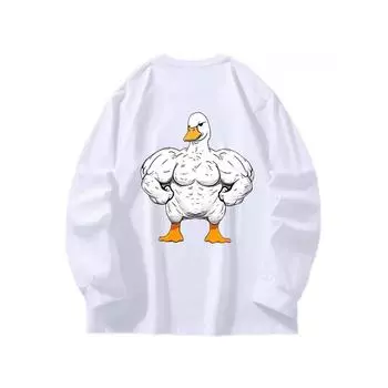 Muscle Duck Panda Осенняя одежда с длинными рукавами из чистого хлопка, новый мужской и женский топ, весенний внутренний слой, базовая рубашка, футболка с круглым вырезом и длинными рукавами M коричневый