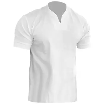 Muscle Мужская карманная спортивная футболка для фитнеса больших размеров, мужская эластичная хлопковая летняя рубашка-поло с коротким рукавом и V-образным вырезом M