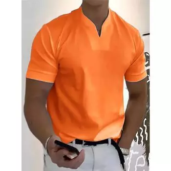 Muscle Мужская спортивная футболка для фитнеса больших размеров, мужская эластичная хлопковая летняя рубашка-поло с коротким рукавом и V-образным вырезом M чёрный