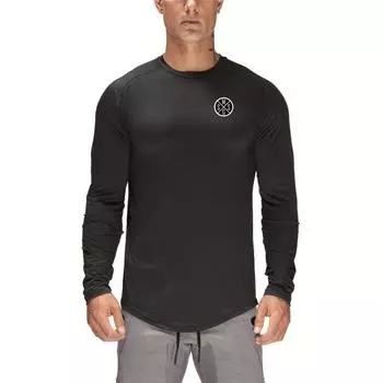 Muscleguys, благоприятная для кожи мужская тренировочная летняя тонкая спортивная футболка с длинными рукавами для бега, быстросохнущие топы для бега, бодибилдинга, весенне-осенняя футболка M серый