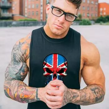 Muscleguys Бренд Мужские Повседневные Свободные Фитнес Танк Топы Мужская Летняя Мода Сторона Низкий Вырез Без рукавов Футболка Тренажерный зал Активные мышечные жилеты Нижние рубашки XL белый