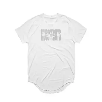 Muscleguys Фитнес Быстросохнущая одежда для тренировок в тренажерном зале с короткими рукавами для бега Бодибилдинг Мужская спортивная удобная и сухая футболка с принтом M чёрный