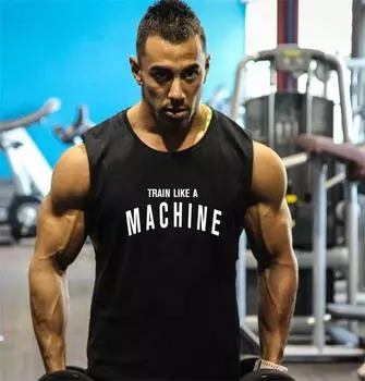 Muscleguys Фитнес Майка Мужская Одежда для бодибилдинга Тренажерный зал Стрингеры Жилеты Мужская рубашка без рукавов Хлопковые майки Мышечные топы M чёрный